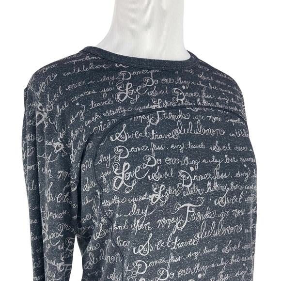 LULULEMON Vintage RARE Original Manifesto Script Long-Sleeve Top Gray Black S/M - Picture 3 of 5